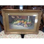 An antiquarian framed watercolour, still life of fruit,