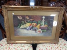 An antiquarian framed watercolour, still life of fruit,