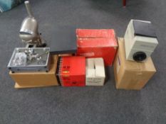 A quantity of photographic equipment to include boxed Eumig projector, a boxed Minette video editor,