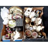 Two boxes containing miscellaneous to include mirrored jewellery chest, wall plates,