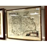 Timothy Pont : The Merce or Shirrefdome of Berwick, steel engraved map, with hand colouring,