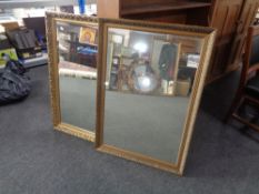 Two gilt framed bevel edged overmantel mirrors