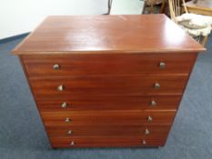 A 20th century stained plywood six drawer plan chest