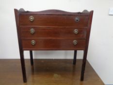 A 20th century continental three drawer cutlery chest with gallery