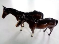 Two Beswick horses (brown gloss)