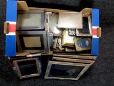 A box containing large quantity of silver plated photo frames