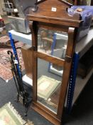 A Continental mahogany hall mirror