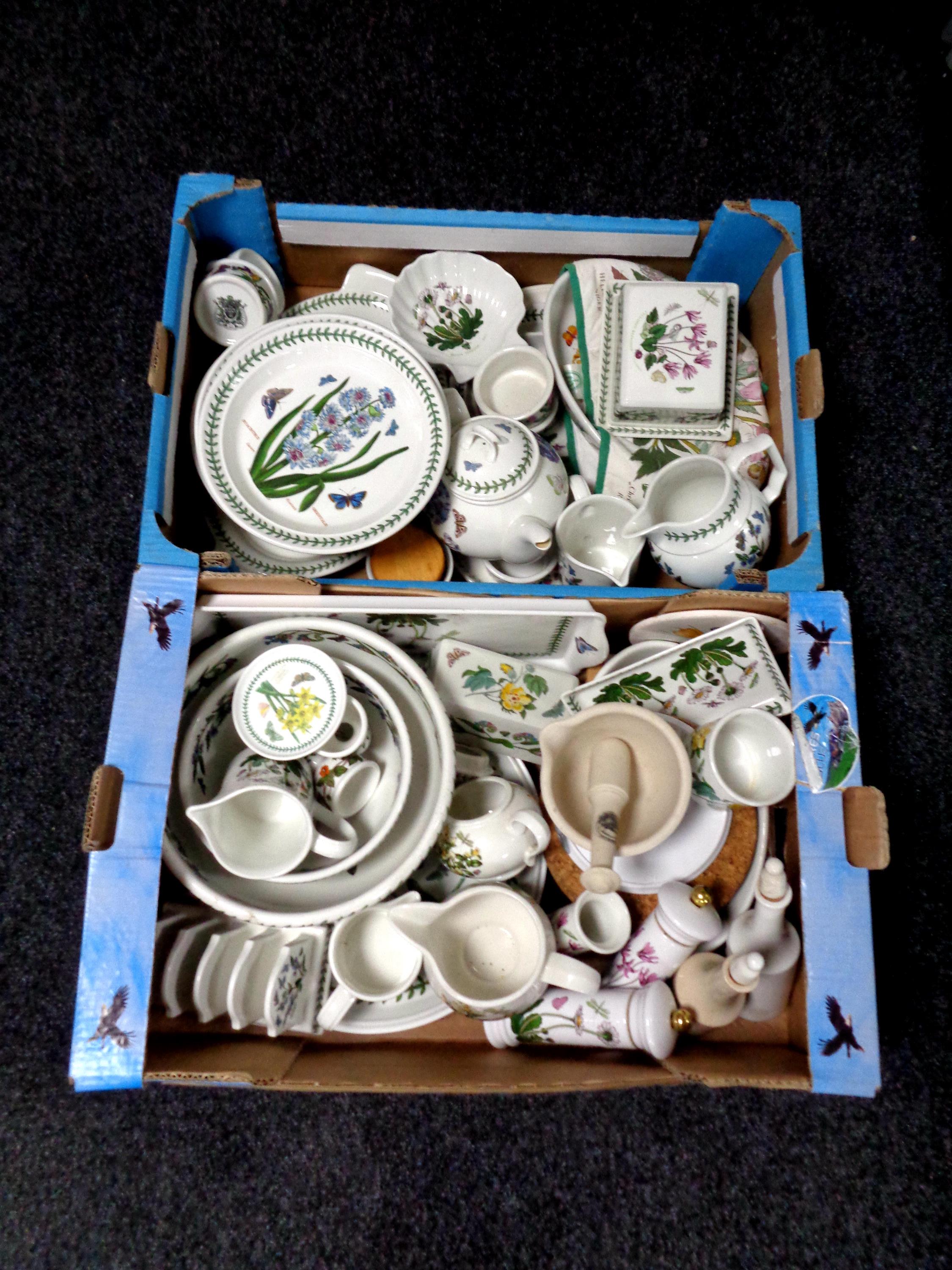 Two boxes containing a very large quantity of Portmeirion The Botanic Garden dinner china