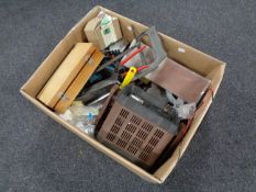 A box containing assorted hand tools