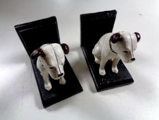 A pair of cast metal dog bookends