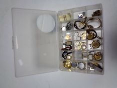 A box of lady's and gent's wrist watches and movements - Sekonda, Timex etc , silver charms,