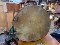 An early 20th century Native American hand made drum in its original condition with original paint