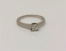 A white gold 'The Leo' princess cut diamond solitaire ring, approx. 0.