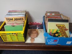 Two boxes containing a large quantity of LPs to include Tom Jones, Barry Manilow, Dolly Parton,