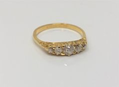 An antique gold five stone old-cut diamond ring,