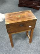 A mahogany brass bound writing slope on stand