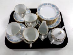 A tray containing approximately 26 pieces of Noritake Blue Tide tea china