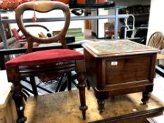 An antique mahogany commode together with a Victorian mahogany dining chair