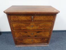 A 19th century continental burr walnut and ebonised four drawer chest
