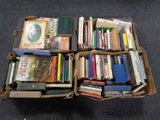 Four boxes containing assorted books including works of Ovid and Cicero, Latin,