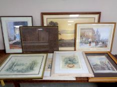 A group of pictures and prints, framed map of Northumberland,