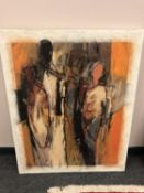 Continental School : Abstract figures, oil on canvas,