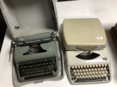 A vintage Olympia typewriter together with a Tippa typewriter