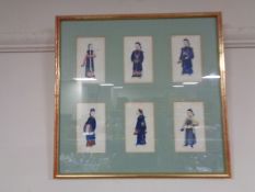 A late 19th century Chinese school : A set of six Gouache paintings on pith depicting figures in