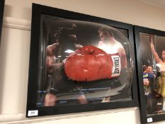 A sporting memorabilia montage : A signed red Everlast boxing glove, Steve Collins,