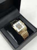 A gent's Pendule gold plated automatic wristwatch with visible movement, boxed.