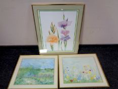 A gilt framed print, poppies,