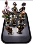 A tray of eight continental pottery figures of Napoleonic Soldiers