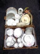 Two boxes containing Pagoda porcelain tea and dinner service,