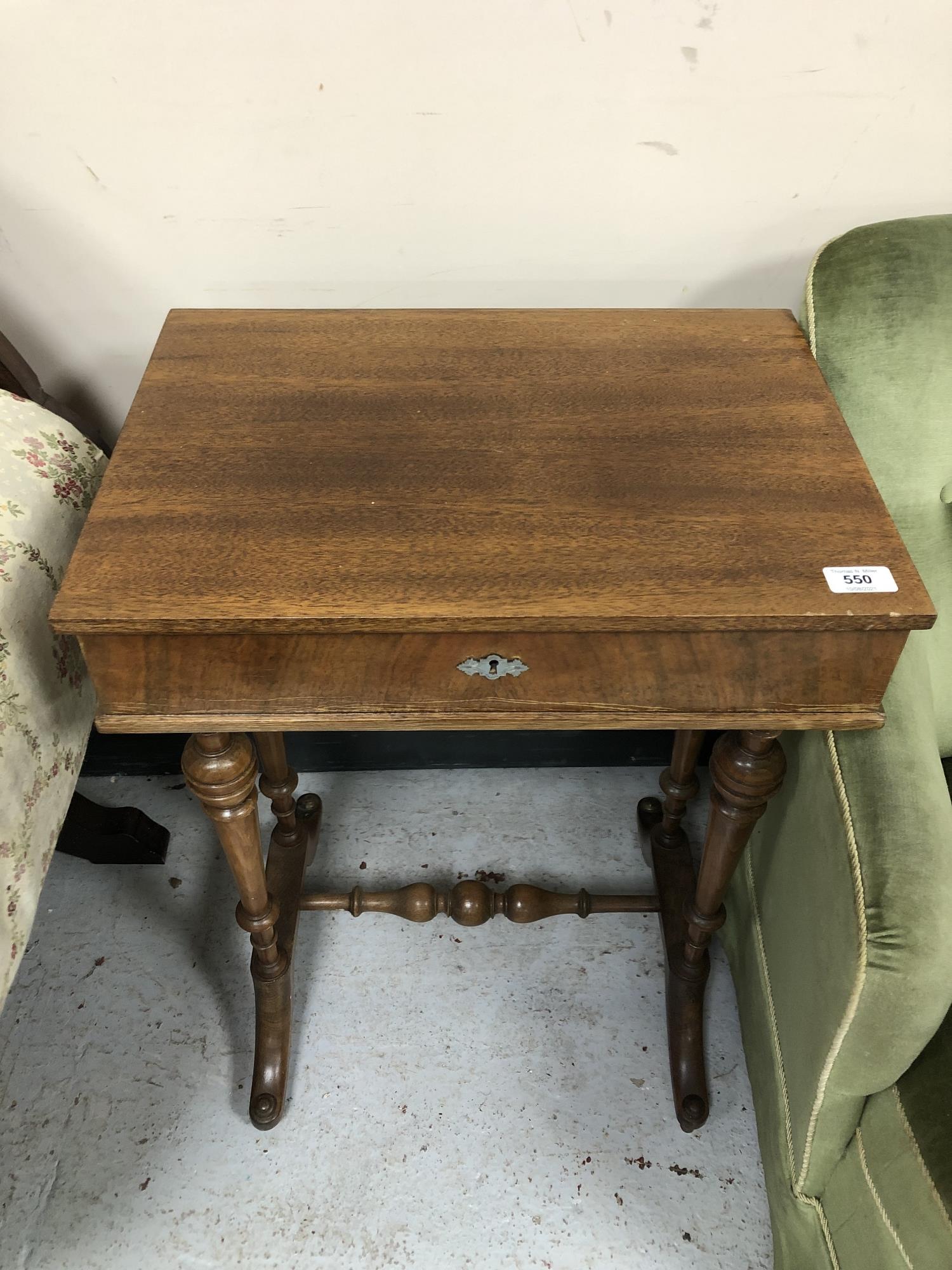 A Continental mahogany work table