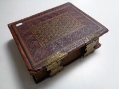 A Victorian leather bound Holy Bible by the Reverend John Brown with monochrome plates