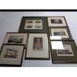 A box of seven colour engravings - Royal arcade Newcastle, River above Sunderland bridge,