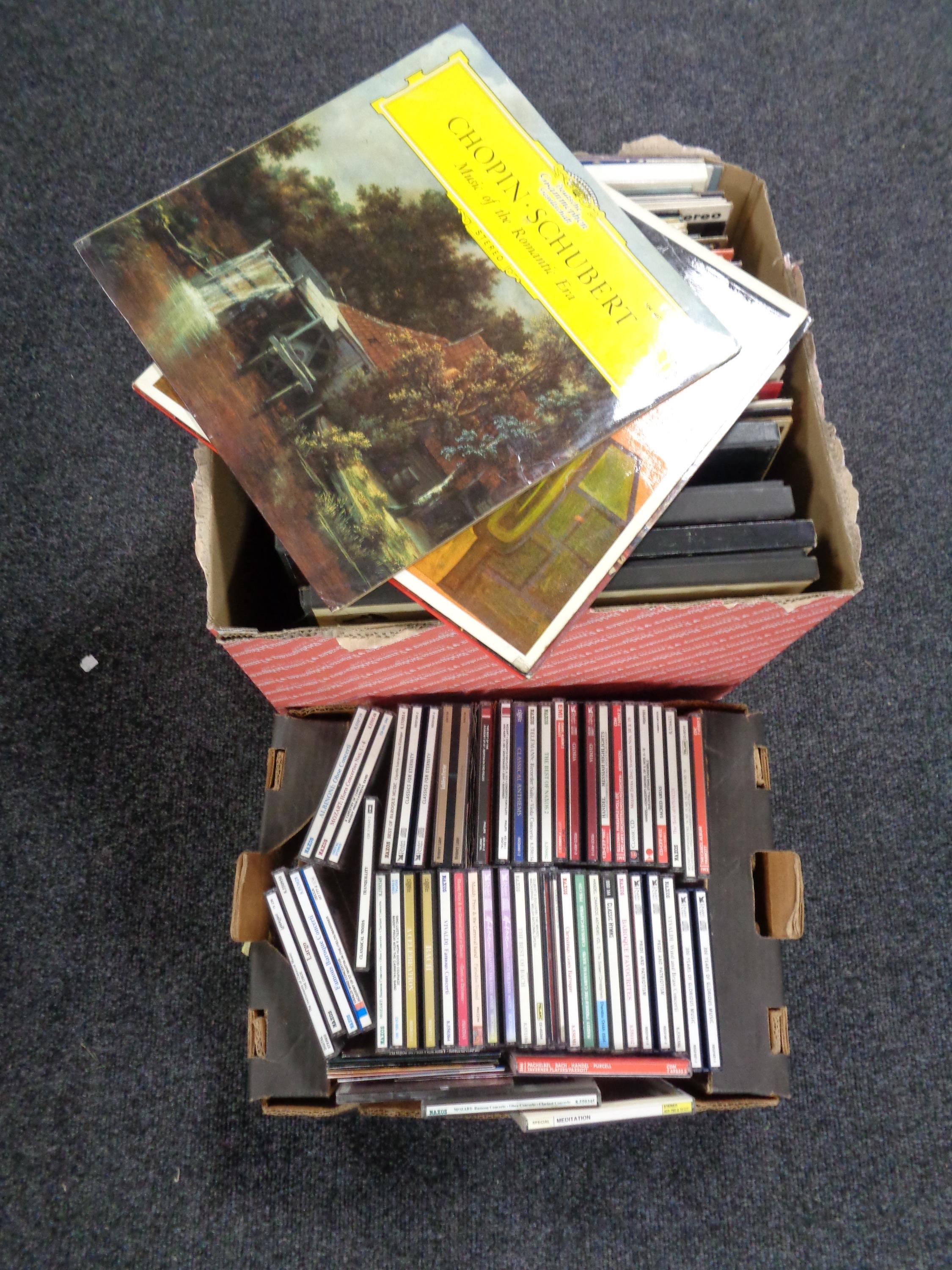 Two boxes of LP's and CD's,