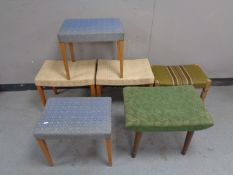 Six assorted dressing table stools