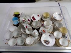 A box of English and continental tea china to include a Mayfair pottery Queen Elizabeth silver