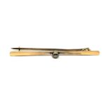 A 15ct gold bar brooch set with a diamond, approximately 0.2ct, 3.65g.