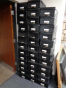 Thirty-eight office file boxes with brass handles