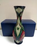 A Moorcroft Rachel Bishop designed vase, signed to base, height 25cm, boxed.