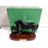 A Royal Doulton Black Beauty and Foal on plinth, boxed.