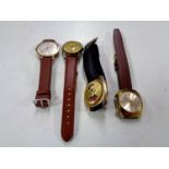 Four gent's wristwatches on leather straps