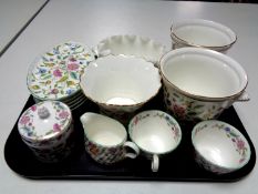 A tray of fourteen pieces of Minton Haddon Hall china