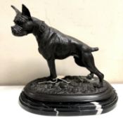A bronze figure of a boxer dog after Mene,