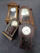 A box of antique and later wall and mantel clocks (a/f - 4)