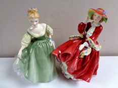 Two Royal Doulton figures, Top o' the Hill HN1834 and Fair Lady HN2193.