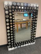 A contemporary all glass mirror 100 cm x 140 cm