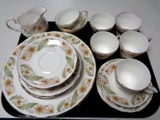 A tray of twenty seven pieces of Duchess Greensleaves dinner tea china